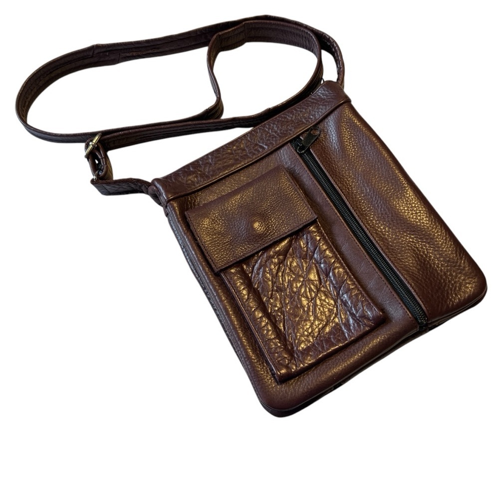 Chocolate Brown Leather Crossbody Bag. NWOT.